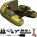 Fishing Float Tube with Adjustable Backpack Straps, Storage Pockets, Fish Ruler, Fly Fishing Boat with Pump, Oar, Rod Holder and, Fins, 27.09 x 20.31 x 10.79"