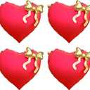 Red Heart Shaped Foil Balloons with Gold Bow Valentines Day I Love You Themed Balloon Hotel Decor for Happy Galentines Birthday Anniversary Proposal Romantic Party Decorations Special Night for Him