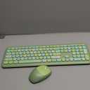 Wireless Keyboard and Mouse Combo, Colorful Ergonomic Full Size Retro Low-Noise Keyboard with Cute keycaps, Compatible with Windows, PC, Perfer for Home and Office Keyboards (Green)