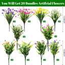 20 Bundles Artificial Fake Flowers for Outdoor Spring Decorations, Faux Plants Flowers UV Resistant for Garden Home Wedding Farmhouse Decor (Multi Color)