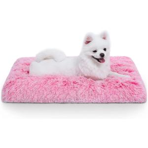 Vonabem Small Dog Bed Crate Pad, Pink Washable Puppy Beds, Plush Soft Dogs Kennel Pads 24 inch, Cute Cats Mat Anti Slip, Puppy Mats for Sleeping
