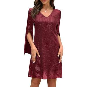 COOAN Wedding Guest Cocktail & Formal Dresses for Women - Lace Sequin Prom Evening Dress, S