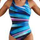 Herseas One Piece Swimsuit Women Slimming Tummy Control Bathing Suit Crisscross Back Athletic Modest Swim Suit 2026 (Blue, M)