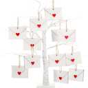 AceOrbit 12 Pcs Valentine's Day Wooden Envelope Ornaments, White Envelope Red Heart Tree Decorations, 9.8ft Jute Twine for Hanging, Heart Ornaments for Valentines Decor, Indoor Outdoor Tree Decoration