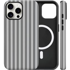 Magnetic for iPhone 14 Pro Case Cute Stripes Phone Case, Gray
