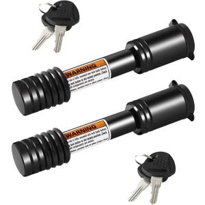 METOWARE Trailer Hitch Lock - 5/8" Dia Locking Hitch Pin, Anti-Theft Trailer Receiver Lock, Fits 2" Receiver Tubes, Class III & IV Hitch Receivers, Black (2 Pack)