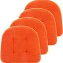Memory Foam Chair Cushion, U-Shape 17" x 15" Tufted Non-Slip Back Seat Cushion for Dinning Room, Office, Kitchen, 4 Counts, Orange