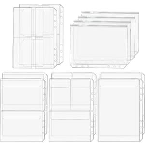 Premium Clear Binder Zipper Folders - 12PCS A5 Size 6 Holes Binder Inserts, Document Filing Bags for 6-Ring Notebook Loose Leaf Bags
