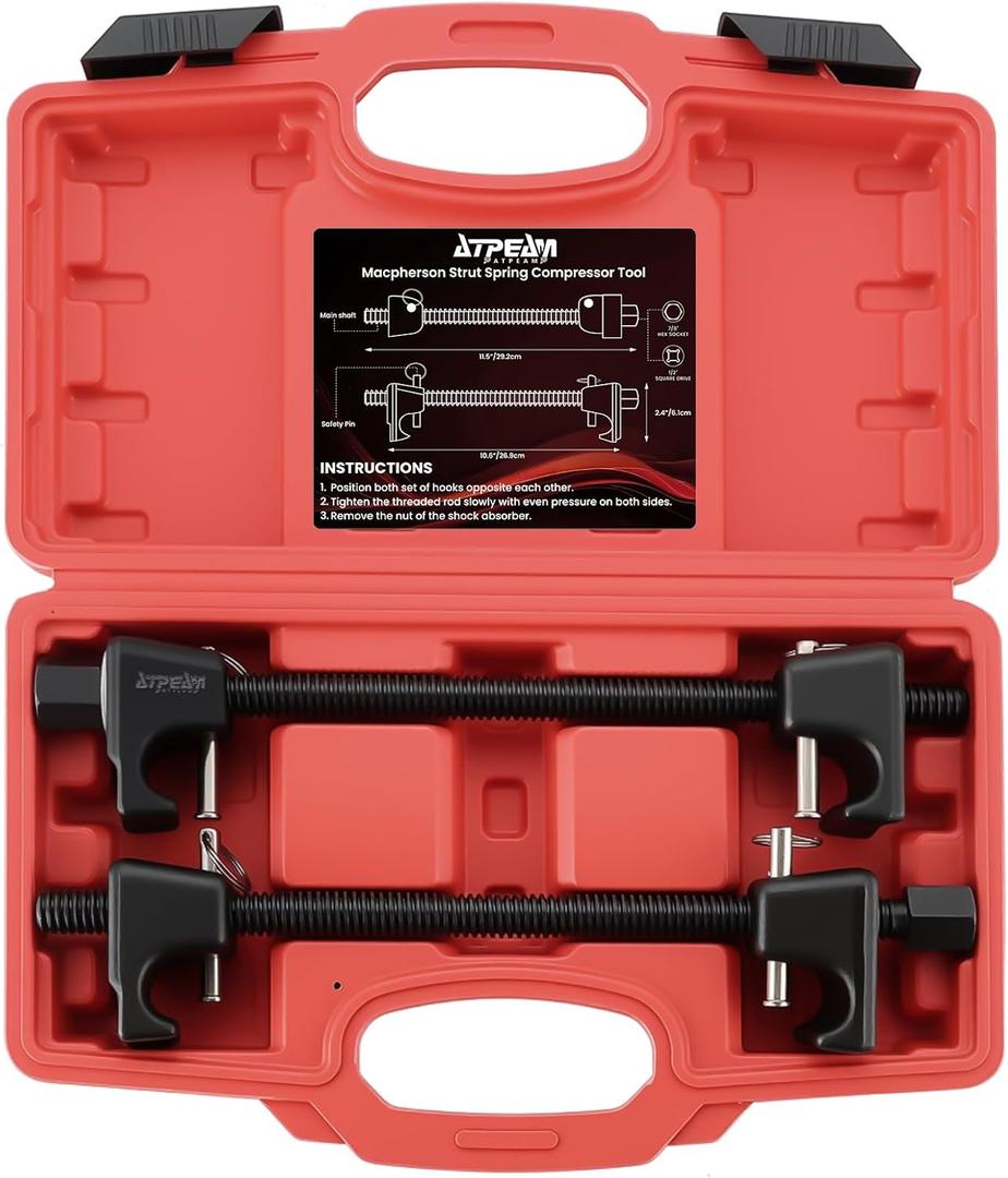 ATPEAM Macpherson Strut Spring Compressor 2pc Heavy Duty Coil Spring Compressor Strut Remover Installer Tool, 7/8in Socket 1/2in Drive
