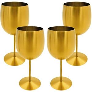 Keiwhsly Gold Stainless Steel Wine Glasses Set of 4, 11.8oz Unbreakable Wine Goblets, Metal Wine Glass for Outdoor, Party, Camping, Pool, Great for Red White Wine