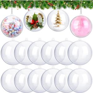 ANVAVO 12 Pieces 4.7 inch Christmas Clear Plastic Fillable Ball Ornaments DIY Craft Transparent Baubles Shatterproof Christmas Tree Hanging Ornaments for Xmas New Years Birthday Wedding Home Decor