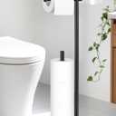 Toilet Paper Holder Stand, Free Standing Toilet Paper Roll Stand with Reserve for Bathroom, Stainless Steel, Black