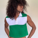 Zara Women's Green and White Polo-Shirts M