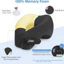 jiaao Neck Pillow Airplane, Memory Foam Travel Neck Pillows for Long Flight, 3D Eye Masks, Ear Plugs and Portable Drawstring Bag, Napping Pillow for Home, Road Trips, Sleep Rest and Travel Use