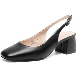 DREAM PAIRS Women's Low Chunky Heels Slingback Square Toe Block Dress Shoes Closed Toe Comfortable Wedding Work Pumps 9