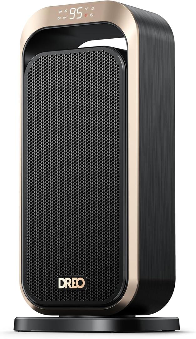 Dreo Space Heaters for Indoor Use, 1500W Portable Electric Heater with Remote and Thermostat, PTC Ceramic, Safety Heat with 70 Oscillation for Bedroom Office Home, Quiet, 12H Timer (Gold)