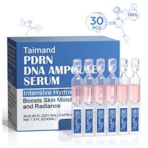 99% Purity Salmon DNA PDRN Serum Ampoules (0.05 fl.oz x 30e) - Hyaluronic Acid Serum, Pre-makeup Skincare, Hydrating Anti-Aging Serum for Sensitive Skin, Portable Vials with Niacinamide, Face & Neck