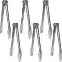 6 Pack 9 Inch Serving Tongs Gold Stainless Steel Kitchen Tongs,Non-Slip & Easy Grip Buffet Tongs, Gold Food Tongs for Salad, Ice, Cooking, Bread, Fruit,Barbecue (Silver/6 pcs)