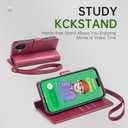 FLIPALM Wallet Case for iPhone 17 Series with Wrist Strap - PU Leather Folio Flip with Credit Card Holder & Kickstand, Protective Cover (Red, for iPhone 17)