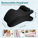 Ergonomic 27 Memory Foam Wedge Pillow for Back & Neck Support, Bed Rest Reading Cushion for Sitting, Watching TV, Posture & Pain Relief (Black)