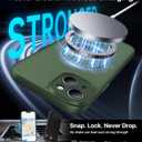 Magnetic for iPhone 15 Case,Upgraded [Full Camera Protection][Compatible with Magsafe][Military Grade Drop Protection] Shockproof Slim Translucent Matte Phone Case for iPhone 15,Forest Green