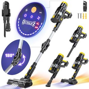 350W 40KPa Cordless Vacuum Cleaner Compatible with DeWalt 20V Battery (No Battery), 6-in-1 Self-Standing Stick Vacuum, 3 Models, Dual Dust Cup, LED Display & 180 Bendable Wand