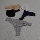 voenxe Seamless Thongs for Women, No Show Ladies Underwear, Invisible Comfortable Panties, Low Rise Gym Workout Undies,5 Pack (Basic)
