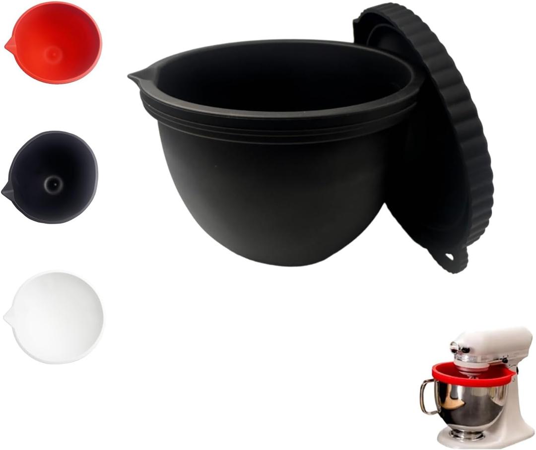 2026 Extra-Thick Upgraded Version Mixaid Silicone Bowl Liners - Universal Fit for 5 Qt Tilt-Head Mixers - Durable Silicone Liners Eliminate Replacement Bowl Needs (Thickened Black Upgrade1PCS)