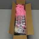 Small Pink Christmas Tree with Lights, 2ft Artificial Mini Tabletop Christmas Tree Decorations with Star Tree Topper, Balls Ornaments, Gift Pack, 30 Pcs Mini DIY Xmas Trees for Toddler, Kids