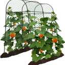 AlisisFores Garden Arch Trellis for Climbing Plants Outdoor 7.2 ft Height Large Tunnel Trellis Support for Vegetables Plant Cucumber Trellis for Garden Raised Bed, Black, 70.8 inches x 86.6 inches