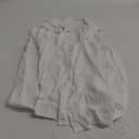 Astylish Womens V Neck Roll up Sleeve Button Down Blouses Tops (Medium, White)
