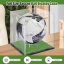 Novabright Soccer Ball Display Case Transparent Acrylic Full Size Soccer Ball Display Holder with Grass Turf Self Assembly Acrylic Case Protection Dustproof Showcase