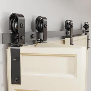 52" Bifold Sliding Barn Door Hardware Track Kit, Heavy Duty Top Mount, Smooth and Quiet Sliding Space-Saving Bifold Door Track Hardware, Fit Four 12" Bi-Folding Doors (No Door)