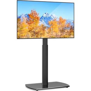 YOMT Universal TV Floor Stand with Mount for 27-70 Inch LCD LED OLED TVs, Swivel Height Adjustable Tall TV Stand, Space Saving Design for Corner Bedroom Living Room, Black