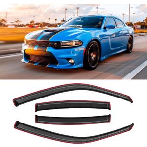 in-Channel Window Rain Guards for 2011-2023 Dodge Charger, Window Visor Guard Vent Wind Shade Deflector Rain Shield Protector Sun Visor 2012 2013 2014 2015 2016 2017 2018 2019 2020 2021, 4PCS