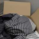 Litanika Oversized King Comforter Set Black White Grey 120x98-3 Pieces Lightweight Colorblock Stripe Fluffy Bedding Comforter Sets, All Season Bed Set