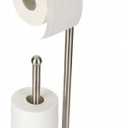Toilet Paper Holder with Shelf, Free Standing Toilet Paper Holder with Storage - Toilet Paper Stand for Holding Extra 3 Rolls, Tissue Holder for Bathroom (Brushed Nickel with Marble Base)