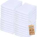 Dish Cloths Cotton - Kitchen Wash Cloth, Shop Towels Absorbent and Lint Free Flour Sack, Dishcloths for Kitchen Washing Dishes, Thick Absorbent Quick Dry Dish Rags, 24 Pack 13"x13" White