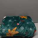 PAVILIA Green Christmas Sherpa Throw Blanket, Gingerbread Snowman Holiday Pattern, Soft Reversible Fleece & Sherpa 50x60 Winter Blanket for Couch & Bed, Cozy Christmas Decor