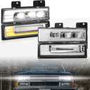 Partsam LED Headlights Assembly DOT Approved with DRL Sequential Turn Signal High/Low Beam Start Animation Lights Chrome Replacement for OBS Truck Silverado C/K 1500/2500/3500 88-98, 6500K 12V IP67