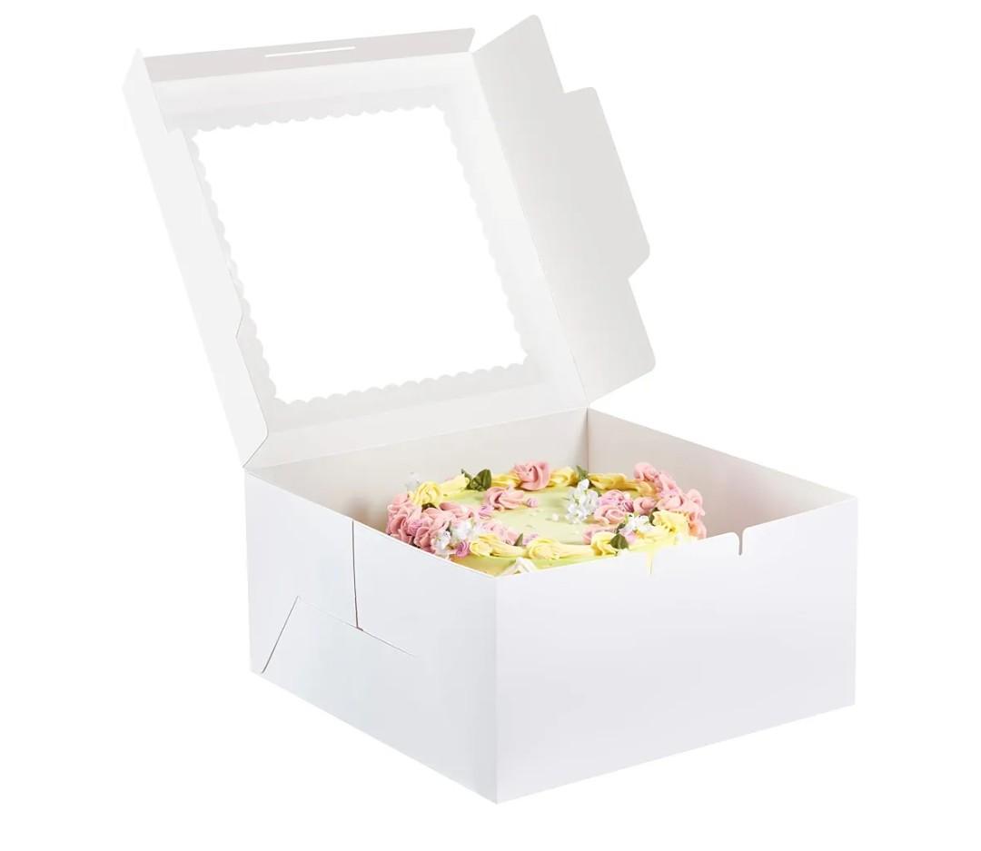 Cake Boxes with Window, 10 x 10 x 5 Inches Bakery Boxes Treat Cookie Dessert Boxes Pastry Box for Cake, Chocolate Covered Strawberries, Cupcakes, Donuts, Baked Goods