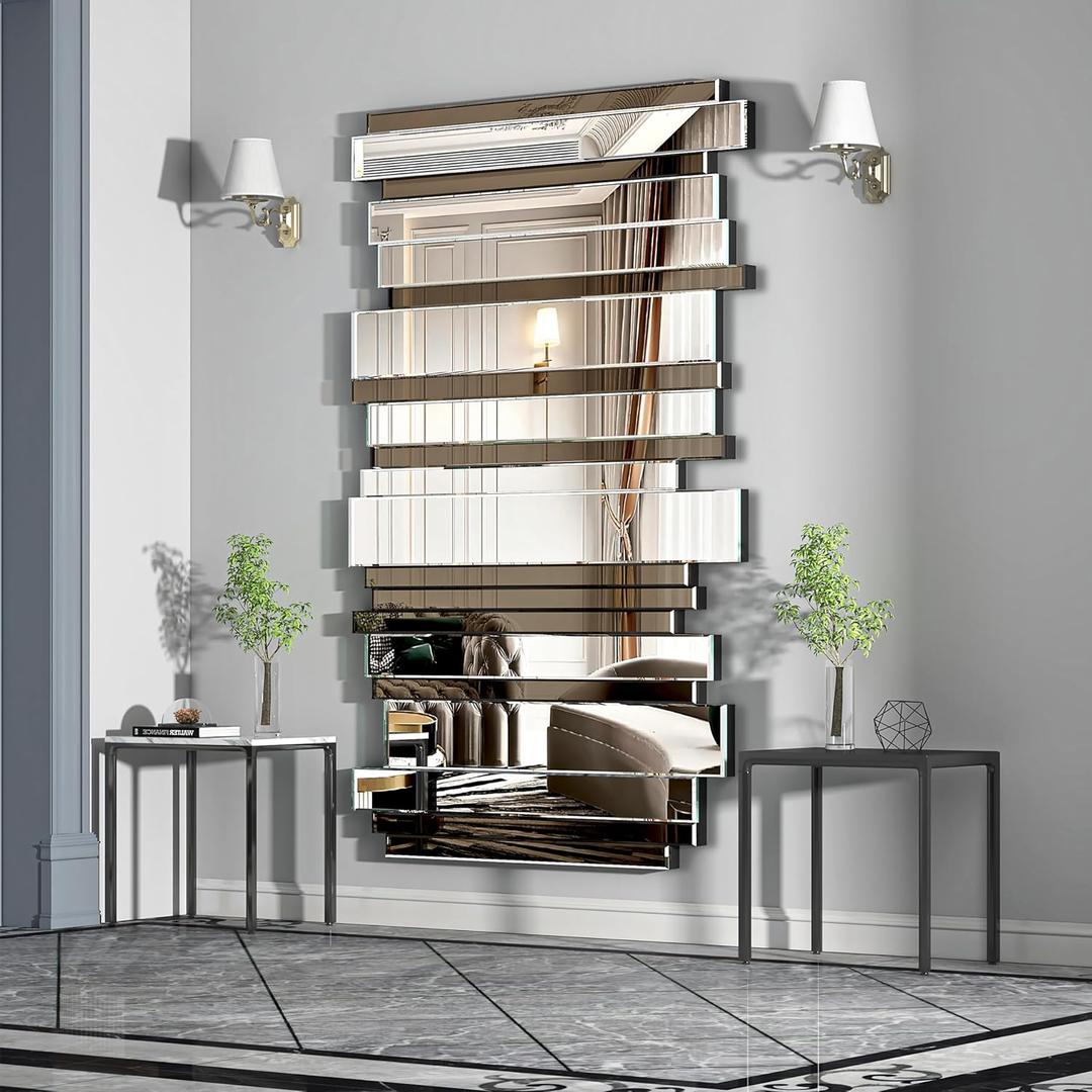 JACUKO Decorative Mirrors for Wall Decor Large Mirrors for Wall Decor Living Room Silver Mirrors 27×55 Inch (Gold Brown)