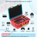 Travel Carrying Case for Nintendo Switch 2 & Accessories, All in One Protective Case, Hard Shell Cases with 12 Game Cards Slots, Waterproof Storage Organizer Box for Dock, Pro Controller-Orange&Blue