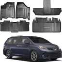 Vanseno Compatible for 2013-2020 Toyota Sienna 7 Seat Car Floor Mats and Cargo Liner Trunk Liner All Weather TPE Floor Liner for 2013 2014 2015 2016 2017 2018 2019 2020 Toyota Sienna Accessories