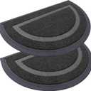 OLANLY 2 Pack Half Circle Door Mats, Waterproof All-Weather Indoor/Outdoor Welcome Mats, Sturdy Natural Rubber, Low-Profile Easy to Clean Doormats for Front Door, Patio, Porch, 29.5x17, Black