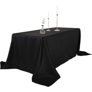 Ascoza 2pack 90x156 Inch Black Rectangular Tablecloth 8 Feet Table Cloth in Polyester Fabric for Wedding/Banquet/Restaurant/Parties
