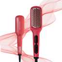 Megawise Pro Ceramic Ionic Hair Straightener Brush Fast 20s Heating, Anti-Scald, Auto-Off, Dual Voltage, Rotatable Power Cord Home Salon Styling Straightener (Tomato Red)