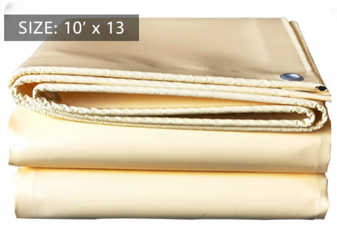 DIY Outdoor Canvas Tarp Protective Cover Kit, Color  Beige, For Garden, Not Stretchable Etc. 10'x13'