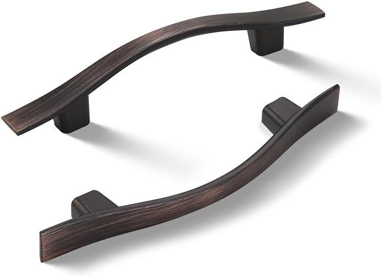 KNOBWELL 30 Pack 3 inch Curved Kitchen Cabinet Handles Oil Rubbed Bronze, Vintage Dresser Drawer Pulls for Cupboard Cabinet Vanity Closet, 3 Inch Hole Spacing Cabinet Pulls
