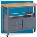 ClickDecor Anson Kitchen Island Bar Cart with Storage, Butcher Block Table, Rolling Wheels and Portable Cabinet Organization for Home Apartment Essentials, Gray